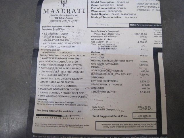 2002 MASERATI M138 SPYDER, available for sale in Shelton, Connecticut | Center Motorsports LLC. Shelton, Connecticut 2002 MASERATI M138 SPYDER, available for sale in Shelton, Connecticut | Center Motorsports LLC. Shelton, Connecticut