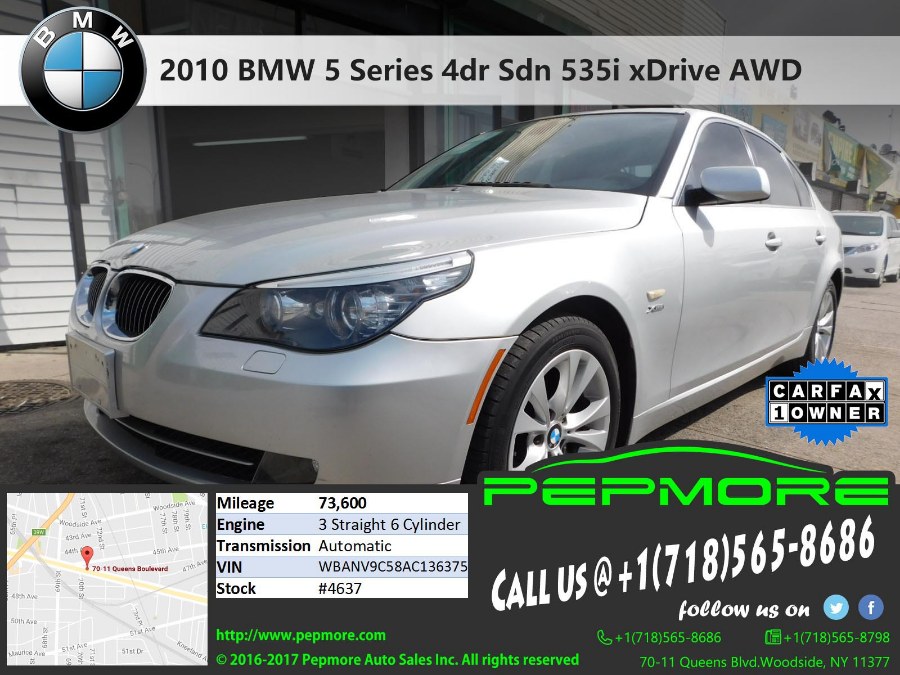 2010 BMW 5 Series 4dr Sdn 535i xDrive AWD, available for sale in Woodside, New York | Pepmore Auto Sales Inc.. Woodside, New York
