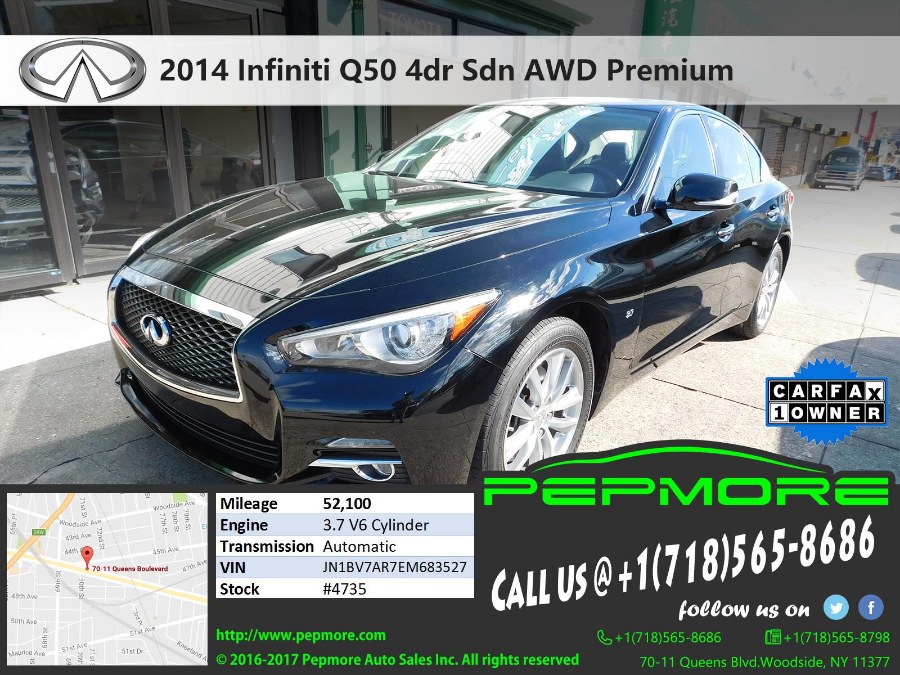 2014 Infiniti Q50 4dr Sdn AWD Premium, available for sale in Woodside, New York | Pepmore Auto Sales Inc.. Woodside, New York