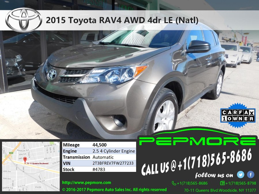 2015 Toyota RAV4 AWD 4dr LE (Natl), available for sale in Woodside, New York | Pepmore Auto Sales Inc.. Woodside, New York