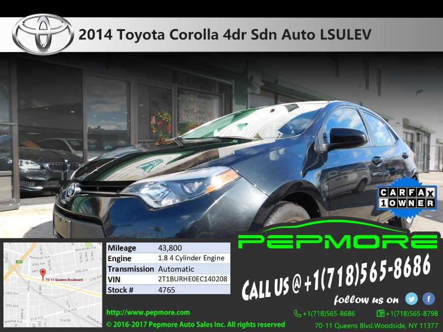 2014 Toyota Corolla 4dr Sdn Auto L, available for sale in Woodside, New York | Pepmore Auto Sales Inc.. Woodside, New York