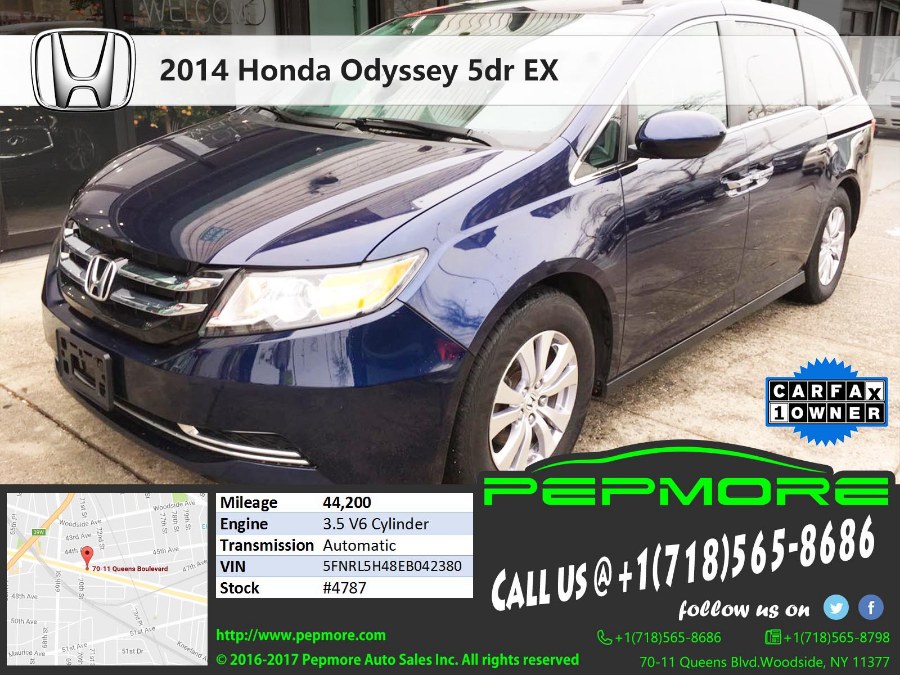 2014 Honda Odyssey 5dr EX, available for sale in Woodside, New York | Pepmore Auto Sales Inc.. Woodside, New York