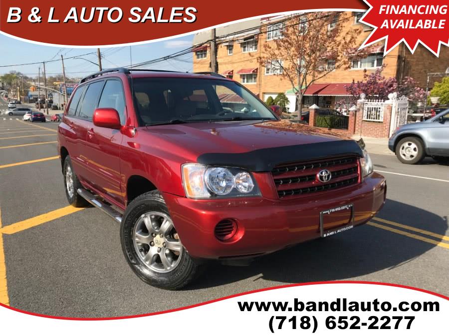 2003 Toyota Highlander 4dr V6 4WD, available for sale in Bronx, New York | B & L Auto Sales LLC. Bronx, New York