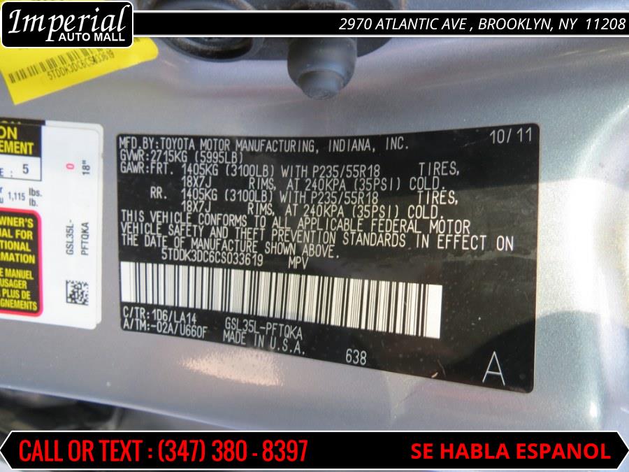 2012 Toyota Sienna 5dr 7-Pass Van V6 Ltd AWD (Natl), available for sale in Brooklyn, New York | Imperial Auto Mall. Brooklyn, New York 2012 Toyota Sienna 5dr 7-Pass Van V6 Ltd AWD (Natl), available for sale in Brooklyn, New York | Imperial Auto Mall. Brooklyn, New York