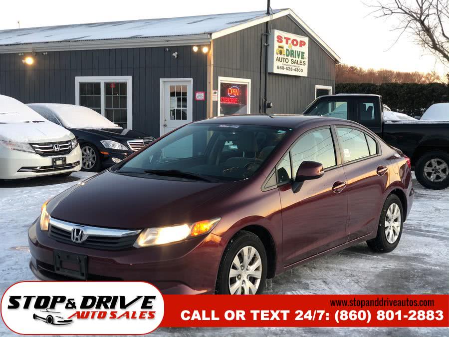 2012 Honda Civic Sdn 4dr Auto LX, available for sale in East Windsor, Connecticut | Stop & Drive Auto Sales. East Windsor, Connecticut