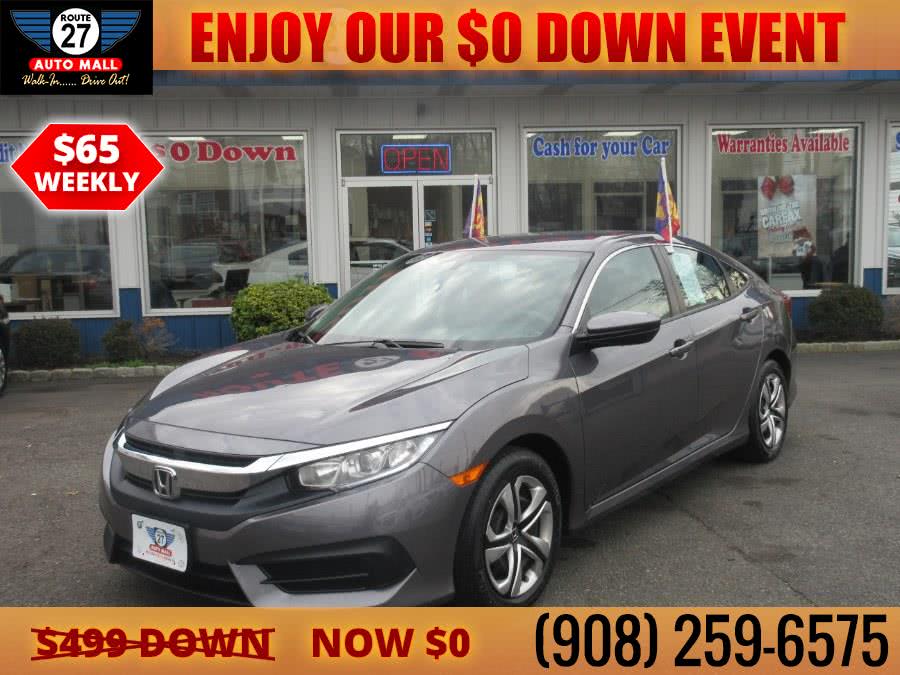 2016 Honda Civic Sedan 4dr CVT LX, available for sale in Linden, New Jersey | Route 27 Auto Mall. Linden, New Jersey