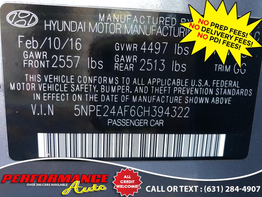 2016 Hyundai Sonata 4dr Sdn 2.4L PZEV, available for sale in Bohemia, New York | Performance Auto Inc. Bohemia, New York 2016 Hyundai Sonata 4dr Sdn 2.4L PZEV, available for sale in Bohemia, New York | Performance Auto Inc. Bohemia, New York