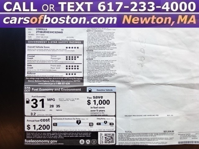 2017 Toyota Corolla SE CVT (Natl), available for sale in Newton, Massachusetts | Cars of Boston. Newton, Massachusetts 2017 Toyota Corolla SE CVT (Natl), available for sale in Newton, Massachusetts | Cars of Boston. Newton, Massachusetts