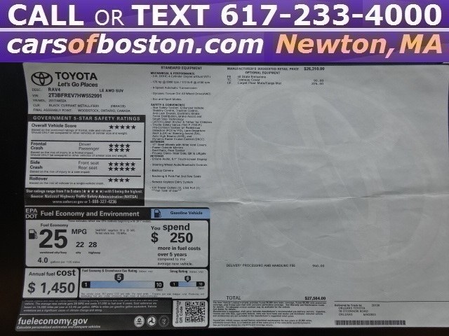 2017 Toyota RAV4 LE AWD (Natl), available for sale in Newton, Massachusetts | Cars of Boston. Newton, Massachusetts 2017 Toyota RAV4 LE AWD (Natl), available for sale in Newton, Massachusetts | Cars of Boston. Newton, Massachusetts