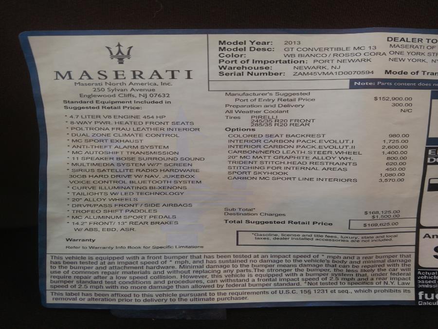 Used Maserati GranTurismo Convertible 2dr Conv GranTurismo MC 2013 | Alpine Motors Inc. Wantagh, New York Used Maserati GranTurismo Convertible 2dr Conv GranTurismo MC 2013 | Alpine Motors Inc. Wantagh, New York