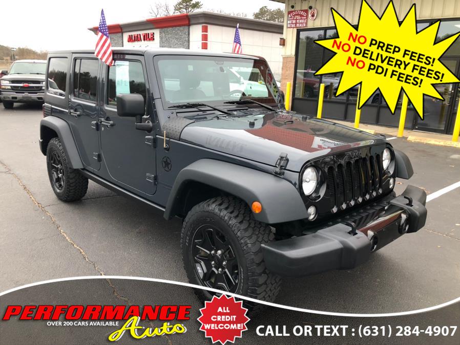 2016 Jeep Wrangler Unlimited 4WD 4dr Willys, available for sale in Bohemia, New York | Performance Auto Inc. Bohemia, New York