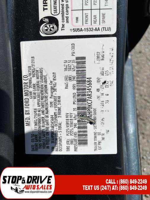 2010 Ford Fusion 4dr Sdn SPORT FWD, available for sale in East Windsor, Connecticut | Stop & Drive Auto Sales. East Windsor, Connecticut 2010 Ford Fusion 4dr Sdn SPORT FWD, available for sale in East Windsor, Connecticut | Stop & Drive Auto Sales. East Windsor, Connecticut