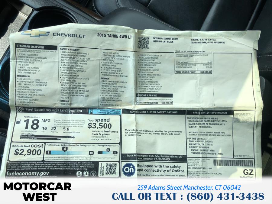 Used Chevrolet Tahoe 4WD 4dr LT 2015 | Motorcar West. Manchester, Connecticut Used Chevrolet Tahoe 4WD 4dr LT 2015 | Motorcar West. Manchester, Connecticut