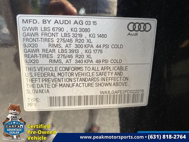 Used Audi Q7 quattro 4dr 3.0T Premium Plus 2015 | Peak Automotive Inc.. Bayshore, New York Used Audi Q7 quattro 4dr 3.0T Premium Plus 2015 | Peak Automotive Inc.. Bayshore, New York