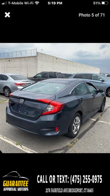 2016 Honda Civic LX 4dr Sedan CVT, available for sale in Bridgeport, Connecticut | Guarantee Approval Motors. Bridgeport, Connecticut 2016 Honda Civic LX 4dr Sedan CVT, available for sale in Bridgeport, Connecticut | Guarantee Approval Motors. Bridgeport, Connecticut