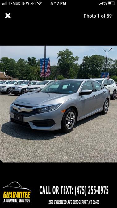 Used Honda Civic LX 4dr Sedan CVT 2016 | Guarantee Approval Motors. Bridgeport, Connecticut