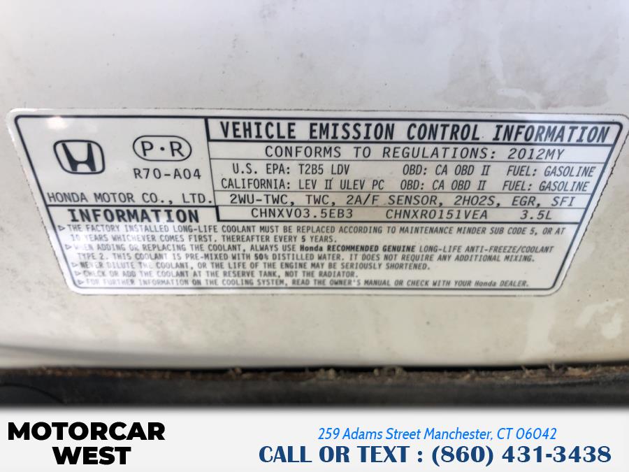Used Honda Accord Sdn 4dr V6 Auto EX-L 2012 | Motorcar West. Manchester, Connecticut Used Honda Accord Sdn 4dr V6 Auto EX-L 2012 | Motorcar West. Manchester, Connecticut
