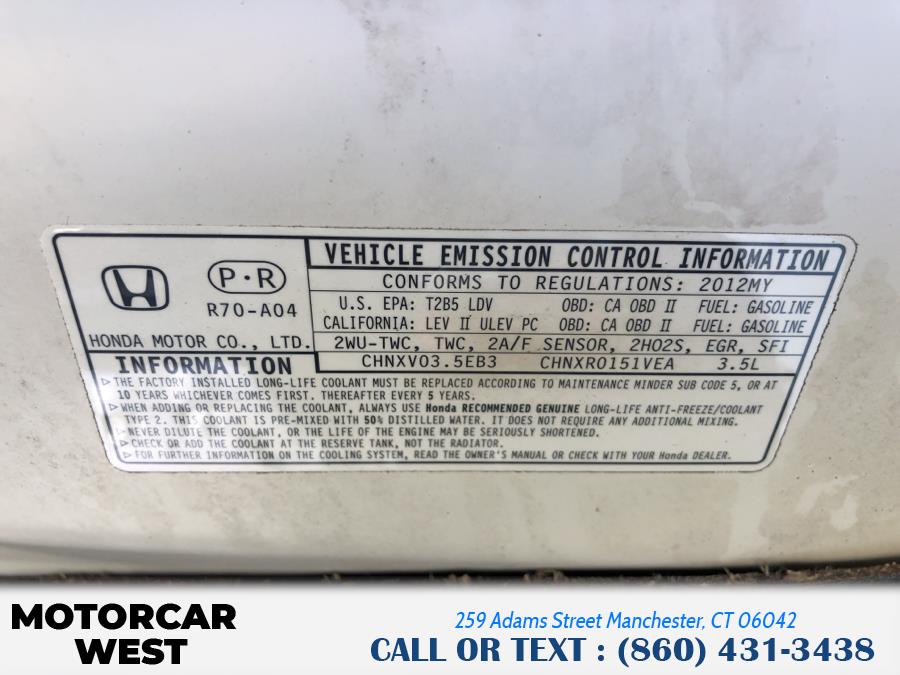 Used Honda Accord Sdn 4dr V6 Auto EX-L 2012 | Motorcar West. Manchester, Connecticut Used Honda Accord Sdn 4dr V6 Auto EX-L 2012 | Motorcar West. Manchester, Connecticut