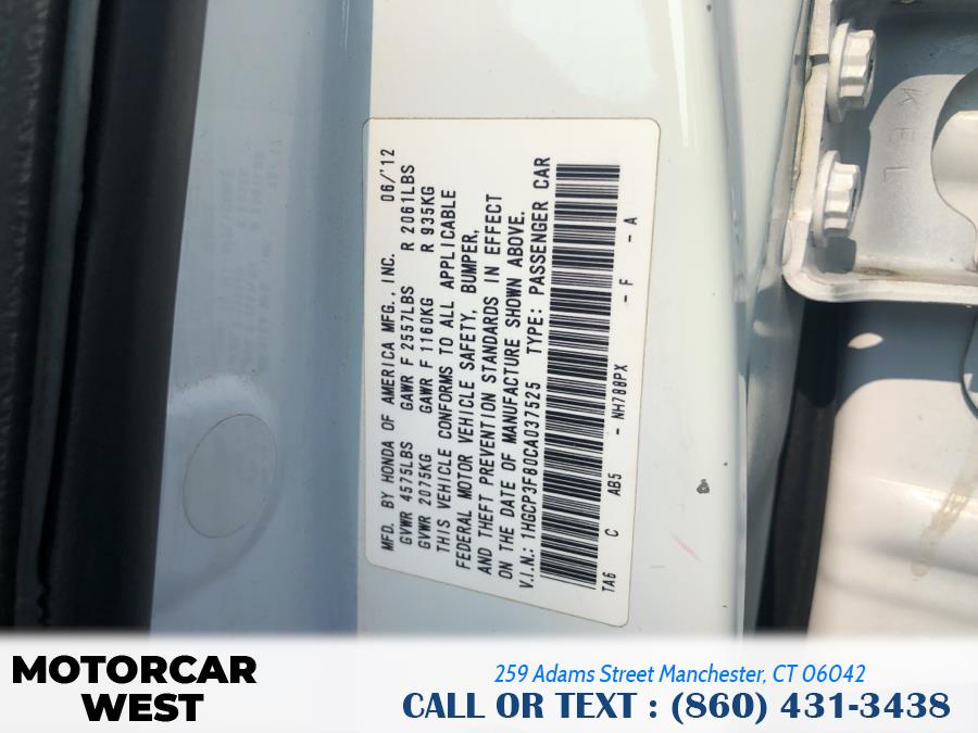 Used Honda Accord Sdn 4dr V6 Auto EX-L 2012 | Motorcar West. Manchester, Connecticut Used Honda Accord Sdn 4dr V6 Auto EX-L 2012 | Motorcar West. Manchester, Connecticut