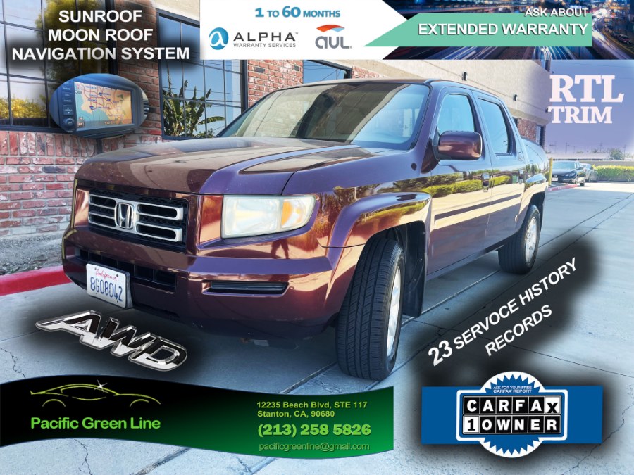 Used Honda Ridgeline 4WD Crew Cab RTL w/Leather & Navi 2007 | Pacific Green Line. Stanton, California Used Honda Ridgeline 4WD Crew Cab RTL w/Leather & Navi 2007 | Pacific Green Line. Stanton, California