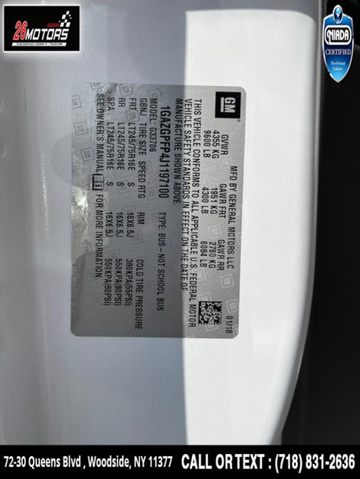 Used Chevrolet Express Passenger RWD 3500 155" LT 2018 | 26 Motors Queens. Woodside, New York Used Chevrolet Express Passenger RWD 3500 155" LT 2018 | 26 Motors Queens. Woodside, New York