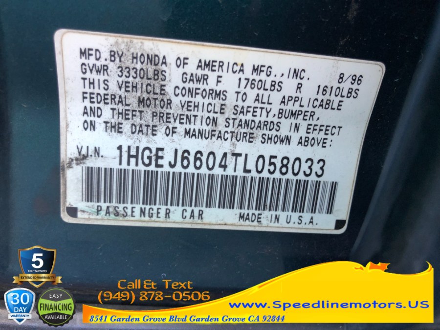 Used Honda Civic 4dr Sdn LX Auto 1996 | Speedline Motors. Garden Grove, California Used Honda Civic 4dr Sdn LX Auto 1996 | Speedline Motors. Garden Grove, California