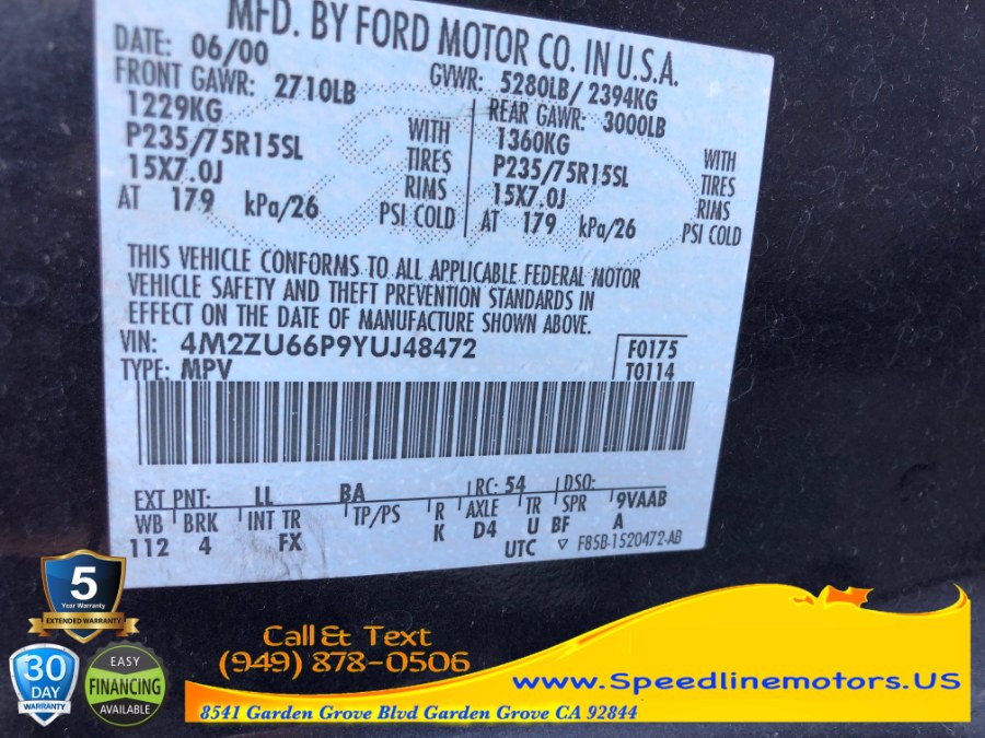 Used Mercury Mountaineer 4dr 112" WB 2000 | Speedline Motors. Garden Grove, California Used Mercury Mountaineer 4dr 112" WB 2000 | Speedline Motors. Garden Grove, California