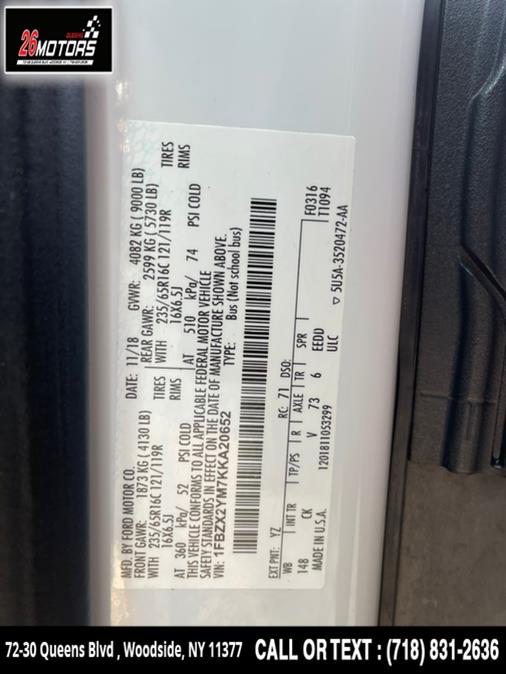 Used Ford Transit Passenger Wagon T-350 148" Low Roof XLT Sliding RH Dr 2019 | 26 Motors Queens. Woodside, New York Used Ford Transit Passenger Wagon T-350 148" Low Roof XLT Sliding RH Dr 2019 | 26 Motors Queens. Woodside, New York