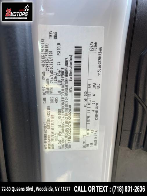 Used Ford Transit Passenger Wagon T-350 148" Med Roof XLT Sliding RH Dr 2019 | 26 Motors Queens. Woodside, New York Used Ford Transit Passenger Wagon T-350 148" Med Roof XLT Sliding RH Dr 2019 | 26 Motors Queens. Woodside, New York