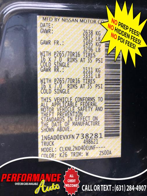 2015 Nissan Frontier 4WD Crew Cab SWB Auto SV, available for sale in Bohemia, New York | Performance Auto Inc. Bohemia, New York 2015 Nissan Frontier 4WD Crew Cab SWB Auto SV, available for sale in Bohemia, New York | Performance Auto Inc. Bohemia, New York