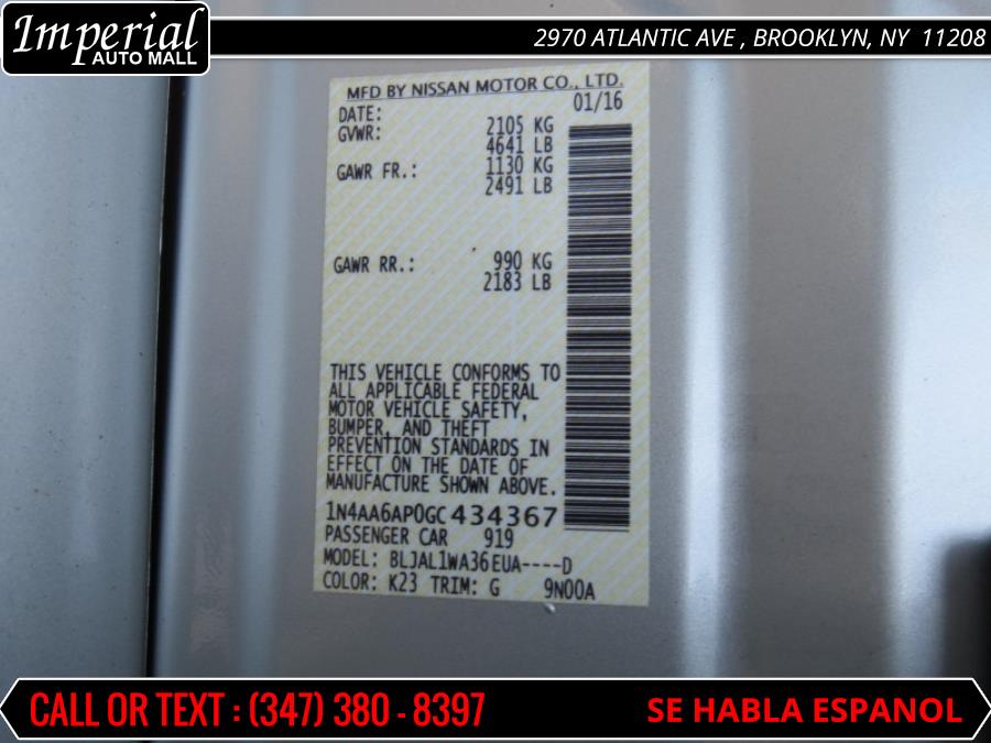 2016 Nissan Maxima 4dr Sdn 3.5 SR, available for sale in Brooklyn, New York | Imperial Auto Mall. Brooklyn, New York 2016 Nissan Maxima 4dr Sdn 3.5 SR, available for sale in Brooklyn, New York | Imperial Auto Mall. Brooklyn, New York
