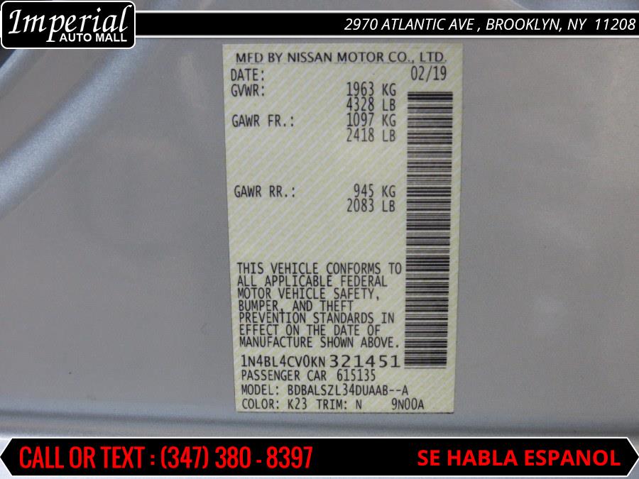 Used Nissan Altima 2.5 SR Sedan 2019 | Imperial Auto Mall. Brooklyn, New York Used Nissan Altima 2.5 SR Sedan 2019 | Imperial Auto Mall. Brooklyn, New York
