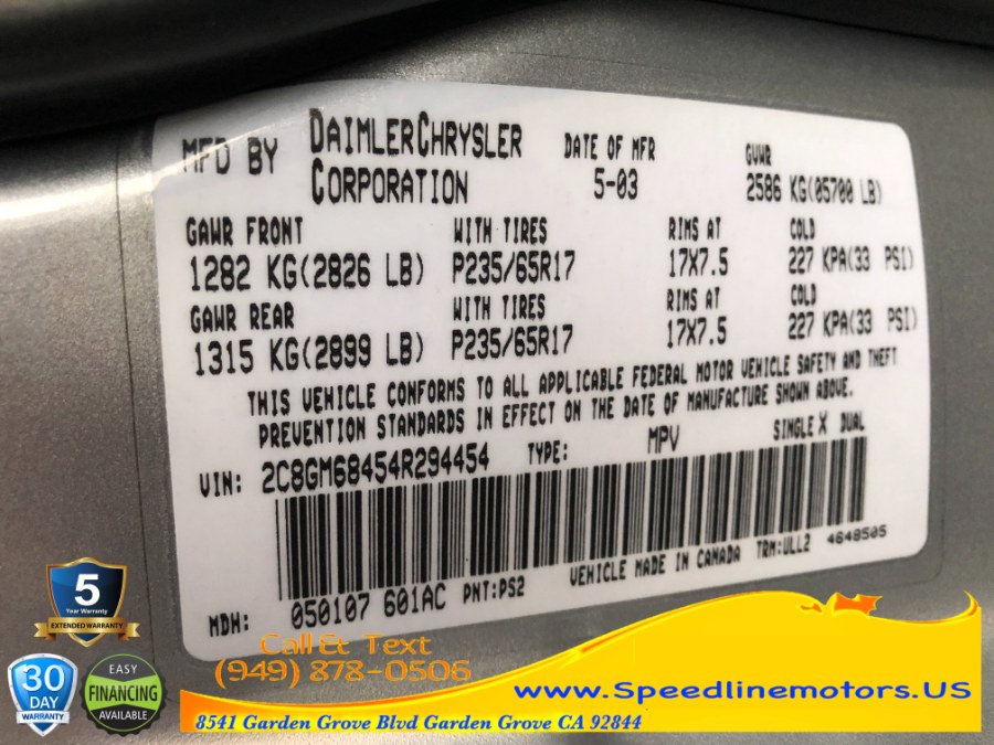 Used Chrysler Pacifica 2004 4dr Wgn FWD 2004 | Speedline Motors. Garden Grove, California Used Chrysler Pacifica 2004 4dr Wgn FWD 2004 | Speedline Motors. Garden Grove, California