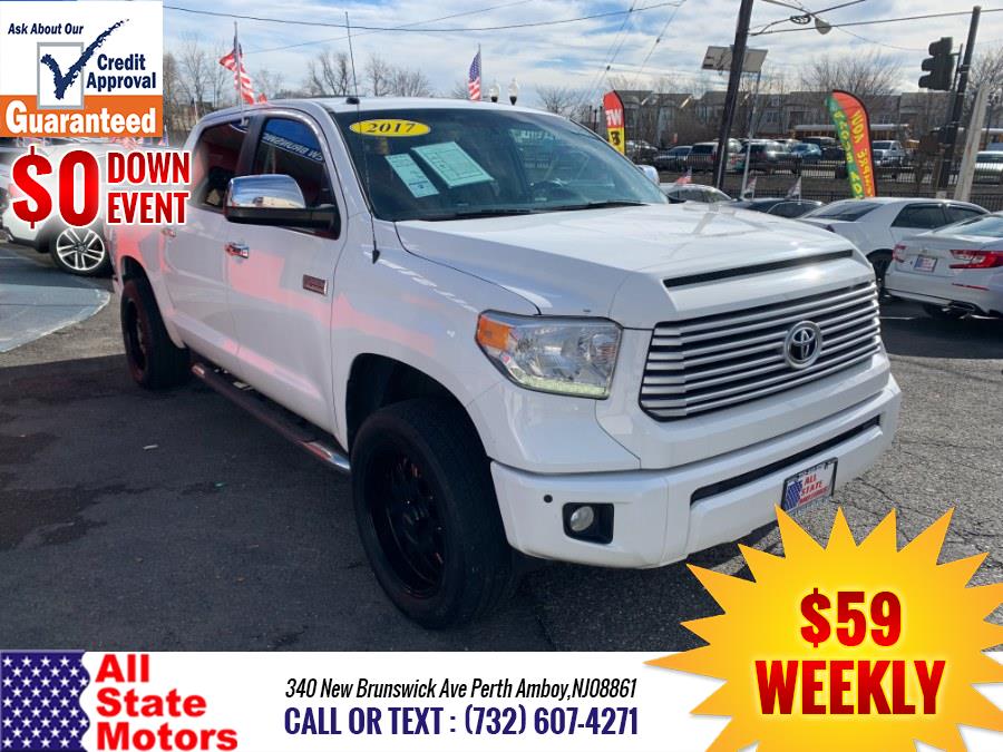 2017 Toyota Tundra 4WD Platinum CrewMax 5.5'' Bed 5.7L (Natl), available for sale in Perth Amboy, New Jersey | All State Motor Inc. Perth Amboy, New Jersey 2017 Toyota Tundra 4WD Platinum CrewMax 5.5'' Bed 5.7L (Natl), available for sale in Perth Amboy, New Jersey | All State Motor Inc. Perth Amboy, New Jersey