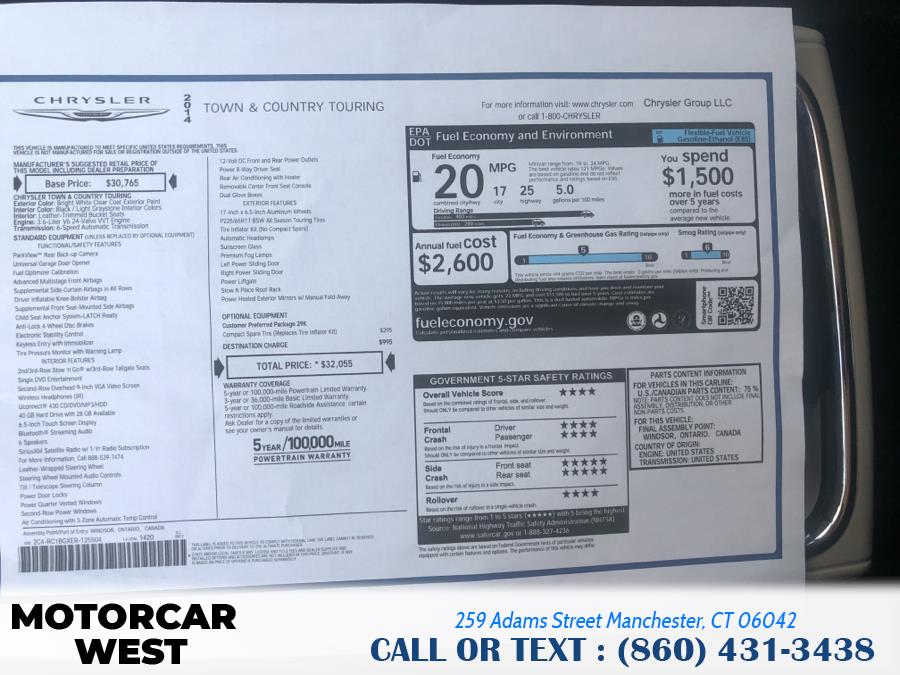 Used Chrysler Town & Country 4dr Wgn Touring 2014 | Motorcar West. Manchester, Connecticut Used Chrysler Town & Country 4dr Wgn Touring 2014 | Motorcar West. Manchester, Connecticut
