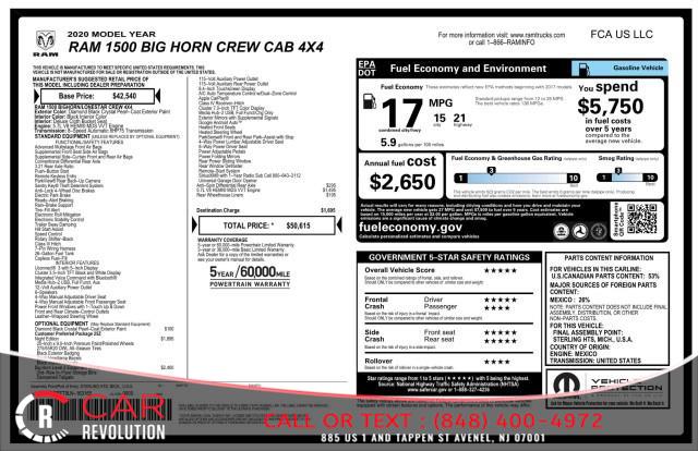 2020 Ram 1500 Big Horn HEMI 4WD w/ rearCam, available for sale in Avenel, New Jersey | Car Revolution. Avenel, New Jersey 2020 Ram 1500 Big Horn HEMI 4WD w/ rearCam, available for sale in Avenel, New Jersey | Car Revolution. Avenel, New Jersey