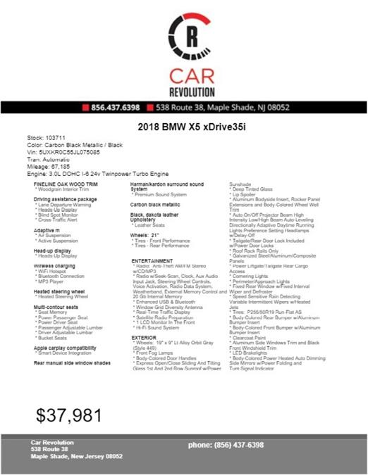 Used BMW X5 xDrive35i 2018 | Car Revolution. Maple Shade, New Jersey Used BMW X5 xDrive35i 2018 | Car Revolution. Maple Shade, New Jersey