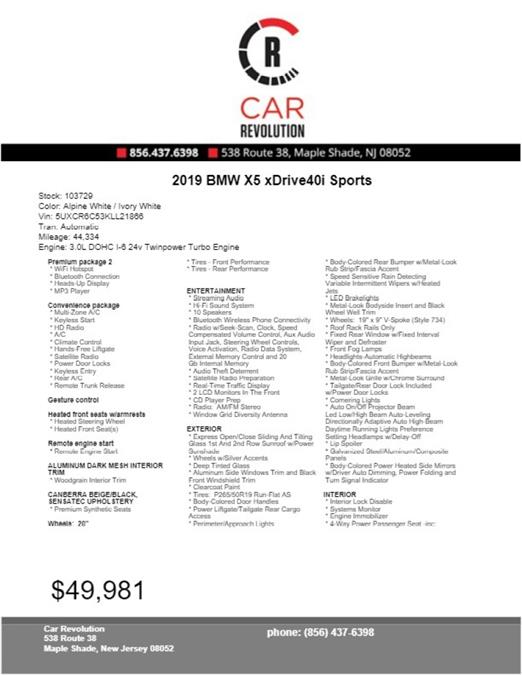 Used BMW X5 xDrive40i Sports 2019 | Car Revolution. Maple Shade, New Jersey Used BMW X5 xDrive40i Sports 2019 | Car Revolution. Maple Shade, New Jersey