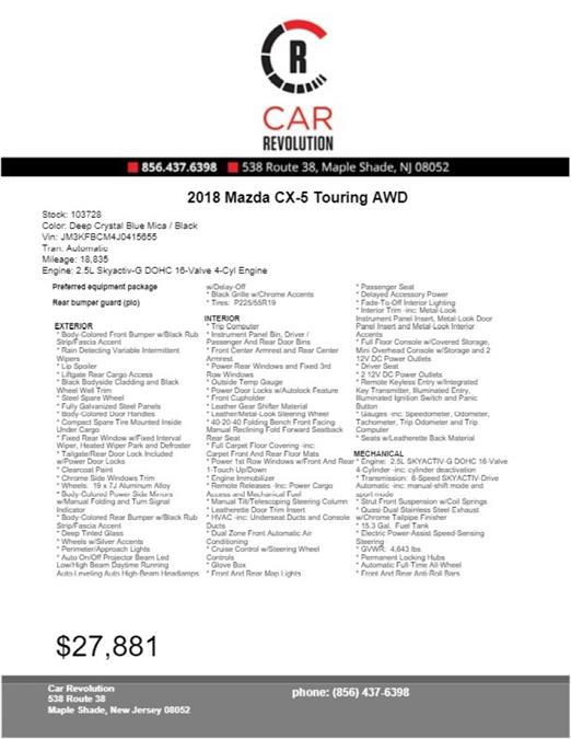 Used Mazda Cx-5 Touring AWD 2018 | Car Revolution. Maple Shade, New Jersey Used Mazda Cx-5 Touring AWD 2018 | Car Revolution. Maple Shade, New Jersey