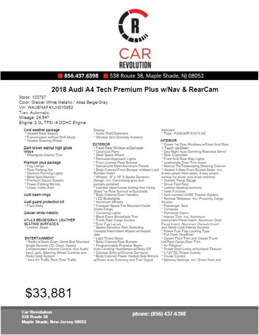 Used Audi A4 Premium Plus 2018 | Car Revolution. Maple Shade, New Jersey Used Audi A4 Premium Plus 2018 | Car Revolution. Maple Shade, New Jersey