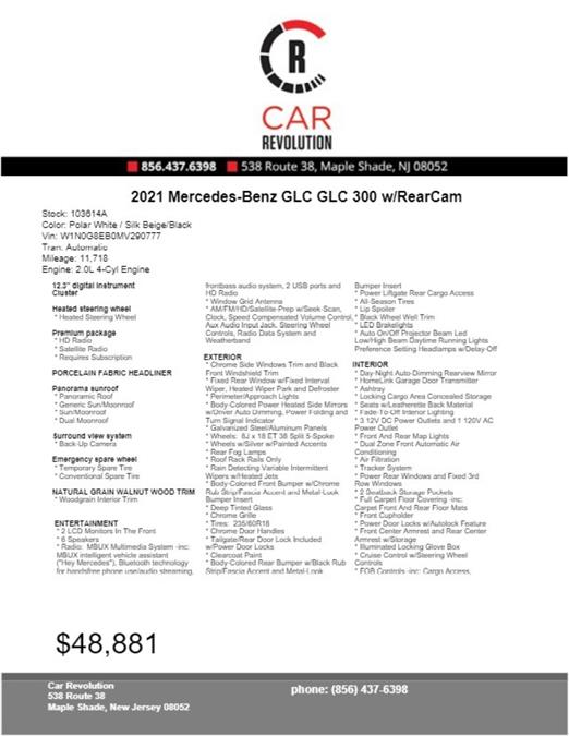 2021 Mercedes-benz Glc GLC 300 w/RearCam, available for sale in Maple Shade, New Jersey | Car Revolution. Maple Shade, New Jersey 2021 Mercedes-benz Glc GLC 300 w/RearCam, available for sale in Maple Shade, New Jersey | Car Revolution. Maple Shade, New Jersey