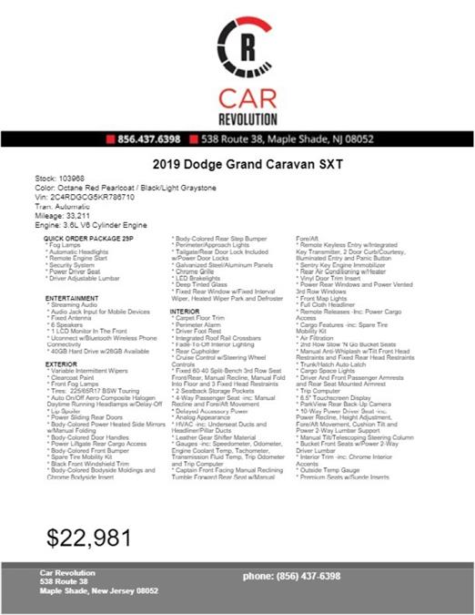 Used Dodge Grand Caravan SXT 2019 | Car Revolution. Maple Shade, New Jersey Used Dodge Grand Caravan SXT 2019 | Car Revolution. Maple Shade, New Jersey