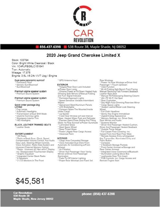 Used Jeep Grand Cherokee Limited X 2020 | Car Revolution. Maple Shade, New Jersey Used Jeep Grand Cherokee Limited X 2020 | Car Revolution. Maple Shade, New Jersey