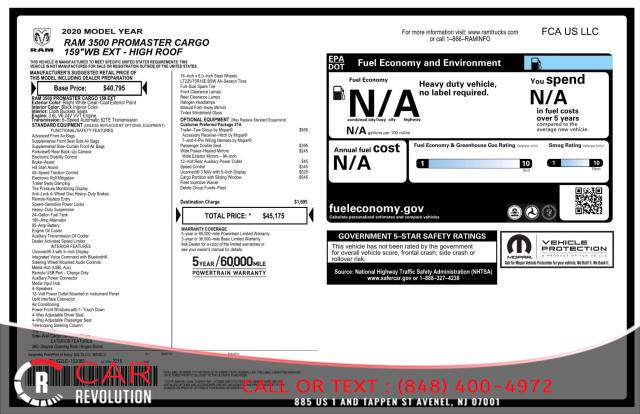2020 Ram Promaster Cargo Van 3500 w/ Navi & rearCam, available for sale in Avenel, New Jersey | Car Revolution. Avenel, New Jersey 2020 Ram Promaster Cargo Van 3500 w/ Navi & rearCam, available for sale in Avenel, New Jersey | Car Revolution. Avenel, New Jersey