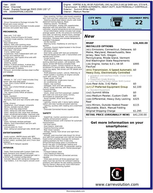 2020 Chevrolet Express Passenger 2500 LT w/ rearCam, available for sale in Maple Shade, New Jersey | Car Revolution. Maple Shade, New Jersey 2020 Chevrolet Express Passenger 2500 LT w/ rearCam, available for sale in Maple Shade, New Jersey | Car Revolution. Maple Shade, New Jersey