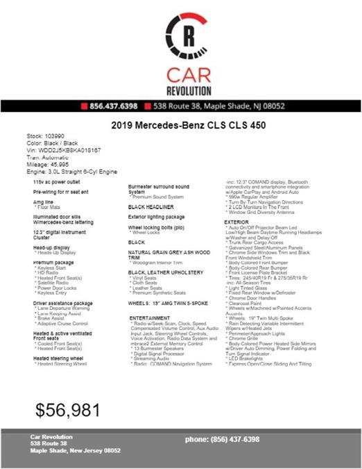 Used Mercedes-benz Cls CLS 450 2019 | Car Revolution. Maple Shade, New Jersey Used Mercedes-benz Cls CLS 450 2019 | Car Revolution. Maple Shade, New Jersey