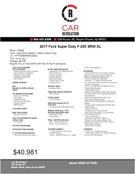 2017 Ford Super Duty F-250 Srw XL, available for sale in Maple Shade, New Jersey | Car Revolution. Maple Shade, New Jersey 2017 Ford Super Duty F-250 Srw XL, available for sale in Maple Shade, New Jersey | Car Revolution. Maple Shade, New Jersey