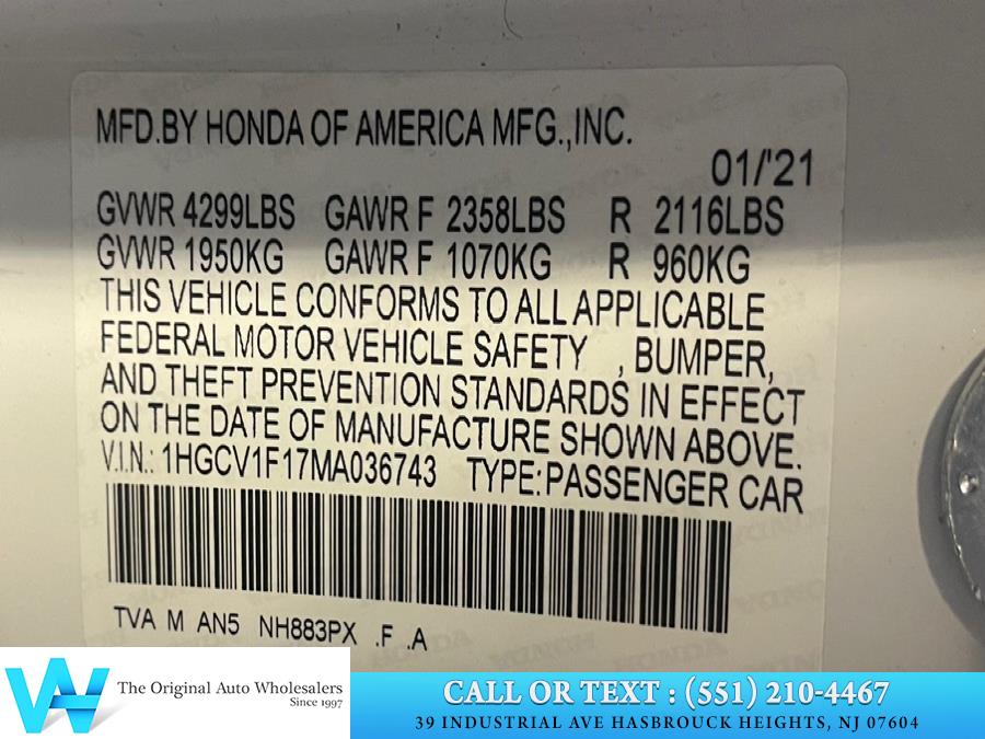 2021 Honda Accord Sedan LX 1.5T CVT, available for sale in Lodi, New Jersey | AW Auto & Truck Wholesalers, Inc. Lodi, New Jersey 2021 Honda Accord Sedan LX 1.5T CVT, available for sale in Lodi, New Jersey | AW Auto & Truck Wholesalers, Inc. Lodi, New Jersey