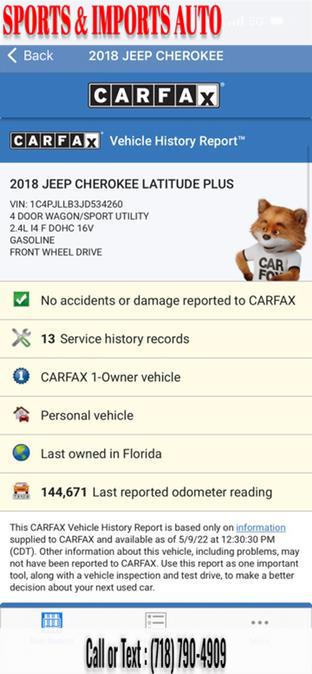 2018 Jeep Cherokee Latitude Plus FWD, available for sale in Brooklyn, New York | Sports & Imports Auto Inc. Brooklyn, New York 2018 Jeep Cherokee Latitude Plus FWD, available for sale in Brooklyn, New York | Sports & Imports Auto Inc. Brooklyn, New York
