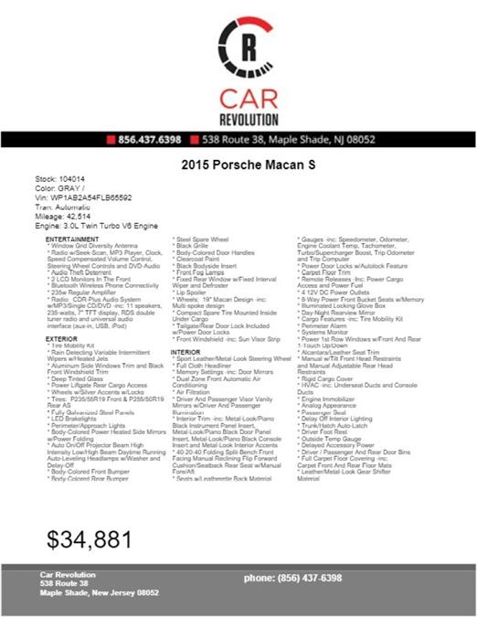 Used Porsche Macan S 2015 | Car Revolution. Maple Shade, New Jersey Used Porsche Macan S 2015 | Car Revolution. Maple Shade, New Jersey